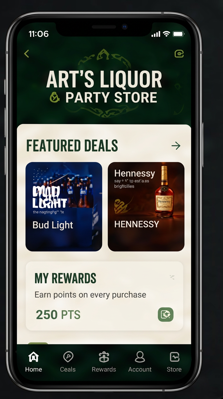 Art's Liquor Shoppe mobile app showing featured deals